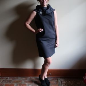 100% Silk Black Dress (Brooch Included!)